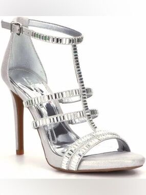 New Gianni Bini Silver Rhinestone Gemma Caged Dress Heels. Size 7.5